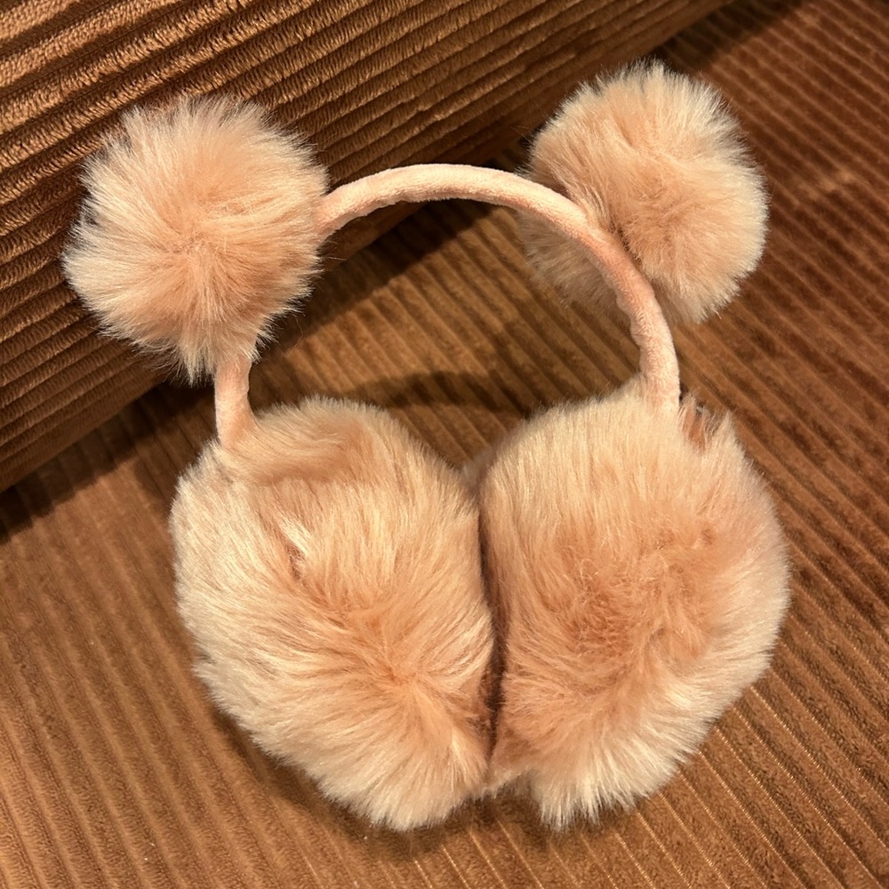Minky Accessories Fluffy Pink Bear Ear Muffs